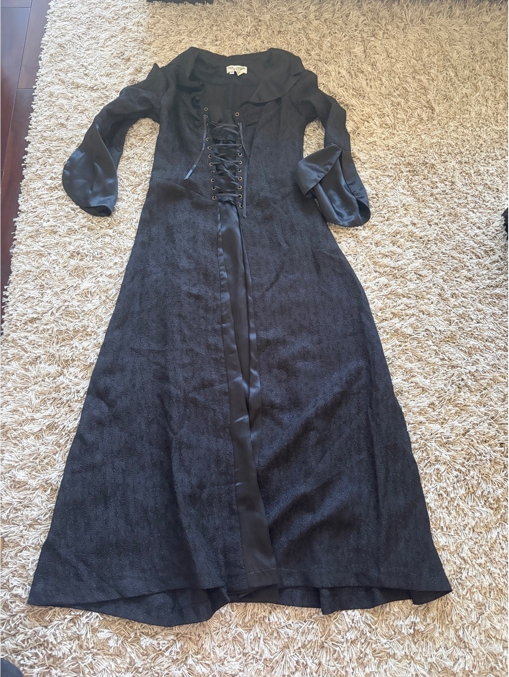 Anne Larochelle Black Long Sleeve Lace-Up Dress Size 8